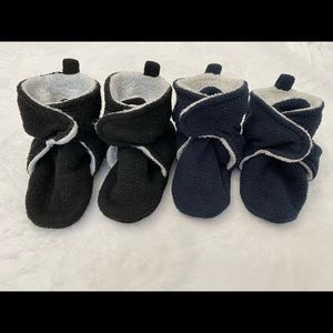 Toddler fuzzy and adjustable slippers.